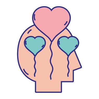 kalp balon tasarım vektör çizim içinde adamla siluet