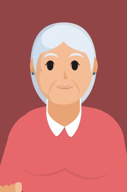 Büyükanne profil karikatür vektör çizim grafik tasarım