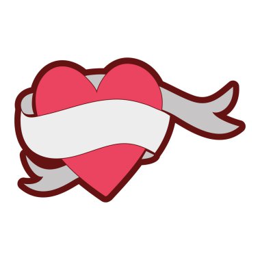 çizgi rengi aşk kalp şerit dekorasyon tasarım vektör çizim ile