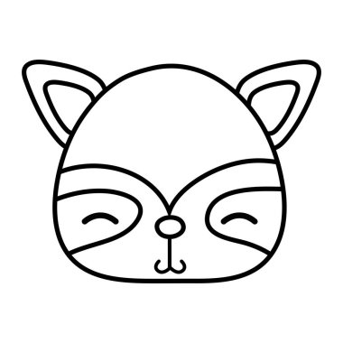 satır utangaç rakun baş vahşi hayvan vektör çizim