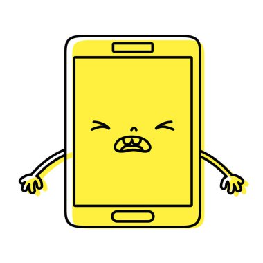 renk kawaii smartphone tatlı yazık yüz vektör çizim