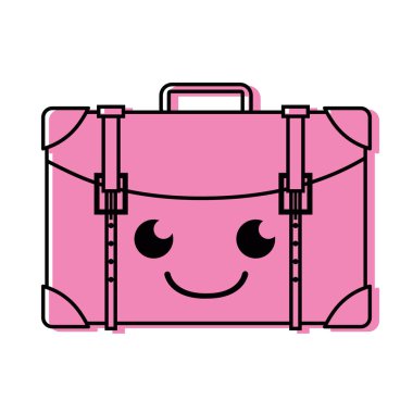 renk mutlu seyahat sırt çantası kawaii karikatür vektör çizim