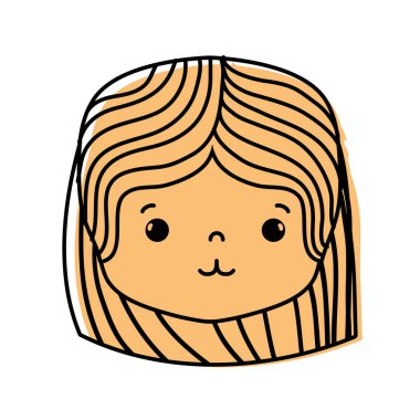 Kız kafa saç modeli ve ihale yüz vektör çizim ile renk