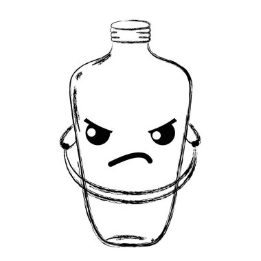 Grunge kızgın mason kavanoza kawaii tel sapı vektör çizim ile