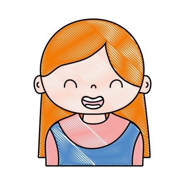 rendelenmiş gülümseme kız uzun saçlı ve bluz tasarlamak vektör