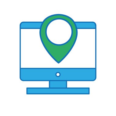 bilgisayar ekran teknolojisi ile yer simge vektör çizim