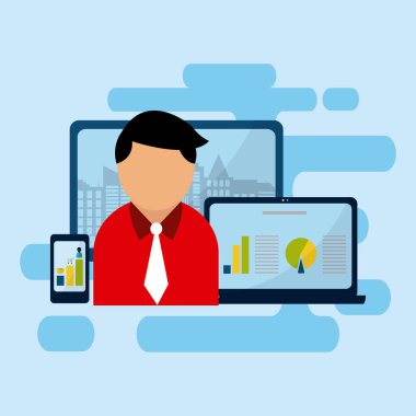 Medya teknoloji araçları ile pazarlama illüstrasyon grafik tasarım vektör