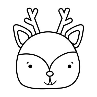 vahşi hayvan vektör çizim satırı mutlu geyik baş