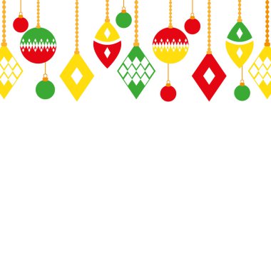 tam renkli değişik topları dekorasyon Noel vektör çizim asılı