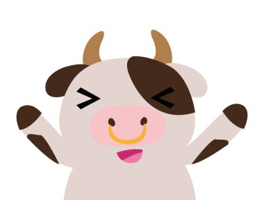 renkli çok güzel ve neşeli inek vahşi hayvan vektör çizim