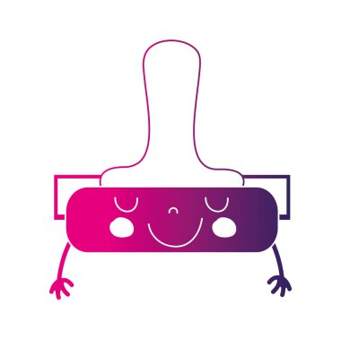 siluet emoji şirin mutlu boya silindiri vektör çizim