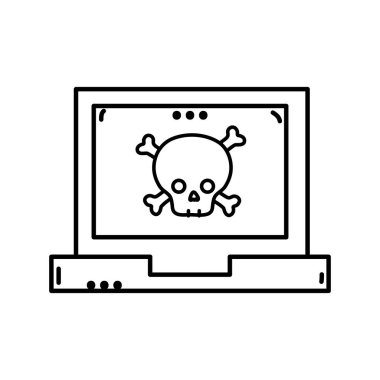 satır dansçı kafatası kemikleri dikkat dizüstü bilgisayar teknoloji vektör çizim içinde