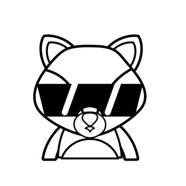 satır fox sevimli vahşi hayvanla güneş gözlüğü vektör çizim