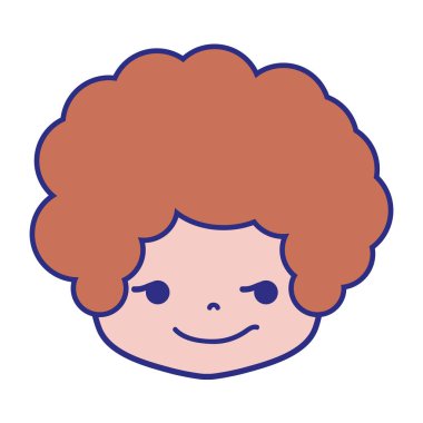 renkli çocuk kafa kıvırcık saçlı ve haydut yüz vektör çizim