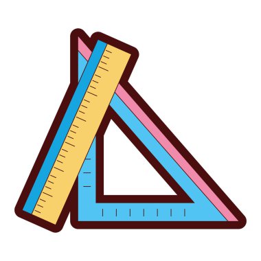 çizgi rengi cetveller mutfak eşyaları eğitim okul ve vektör çizim öğrenmek