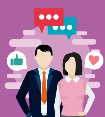 Çift sosyal medya vektör çizim grafik tasarımı ile