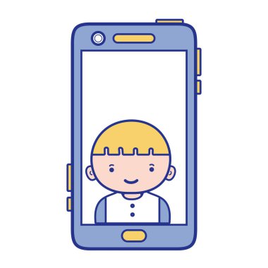 tam renkli smartphone teknoloji çocuk kişi iletişim vektör çizim ile