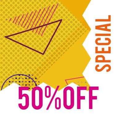 Satış ve memphis tarzı el ilanı vektör çizim grafik tasarım indirimler