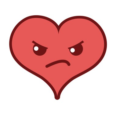 çizgi rengi kızgın kalp tutku kawaii karakter vektör çizim