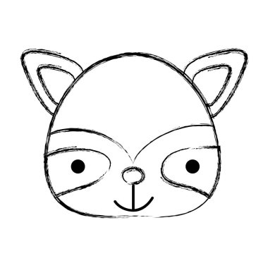 Grunge mutlu rakun baş vahşi hayvan vektör çizim