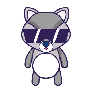 güneş gözlüğü vektör çizim ile şirin fox vahşi hayvan