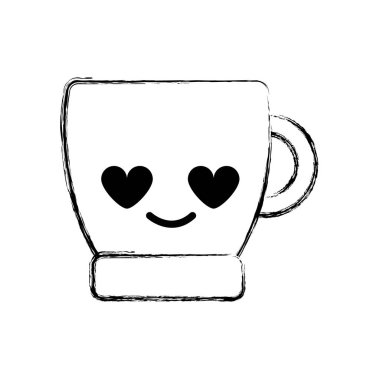 kahve fincanı içinde aşk kawaii karikatür vektör çizim şekil