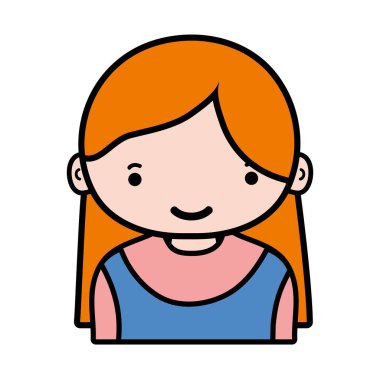 mutlu kız uzun saçlı ve bluz tasarlamak vektör