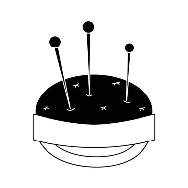 kontur iğne ve iğne yastığı dikiş aracı nesne vektör çizim