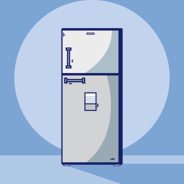 Buzdolabı mutfak ekipman karikatür eşyaları illüstrasyon grafik tasarım vektör