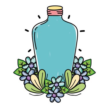 uzun mason kavanoza vektör çizim çiçek ve yaprak ile