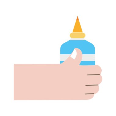 vektör çizim eğitim için tutkal okul aracı ile renkli el