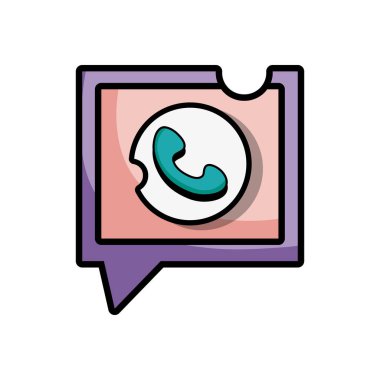 Telefon çağrı işareti kare sohbet kabarcığı