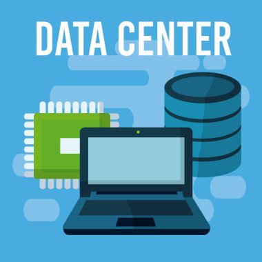 Veri merkezi fron dizüstü vektör çizim grafik tasarım