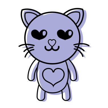 kedi sevimli kedi hayvan vektör çizim rengini âşık