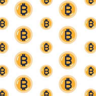 Bitcoin para banka ve Pazar Tema izole tasarım vektör çizim