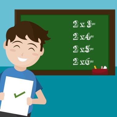 Okul çocuk amiling ve sınav vektör çizim grafik tasarım holding