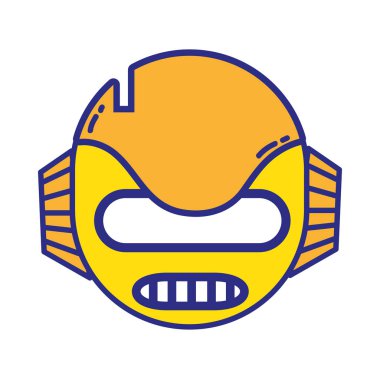 kulakları ve ağız vektör çizim ile tam renkli teknoloji robot baş