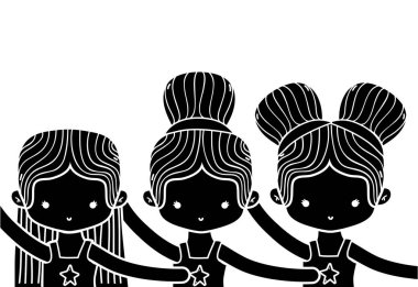 kızlar dans kontur ve Bale performansını vektör çizim uygulama