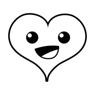 satır mutlu kalp tutku kawaii karakter vektör çizim