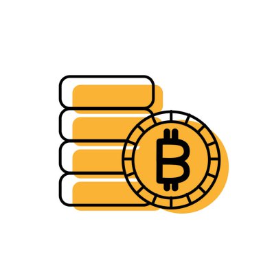 Bitcoin para banka ve Pazar Tema izole tasarım vektör çizim