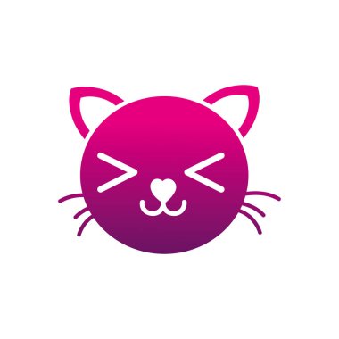 siluet gülümseme kedi baş sevimli hayvan vektör çizim