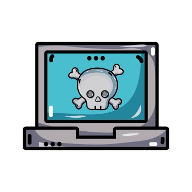 dansçı kafatası kemikleri dikkat dizüstü bilgisayar teknoloji vektör çizim içinde