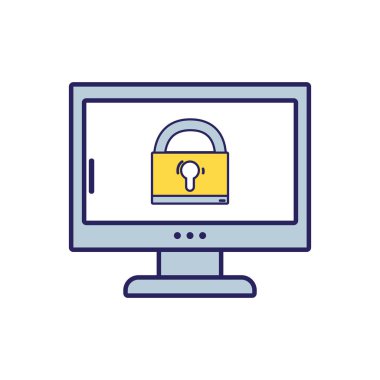 asma kilit güvenlik korumak bilgisayar teknoloji vektör çizim içinde