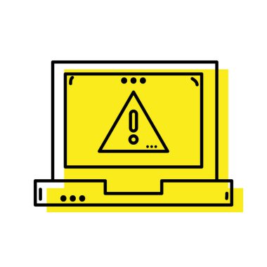 dikkat amblemi uyarı dizüstü bilgisayar teknoloji vektör çizim içinde
