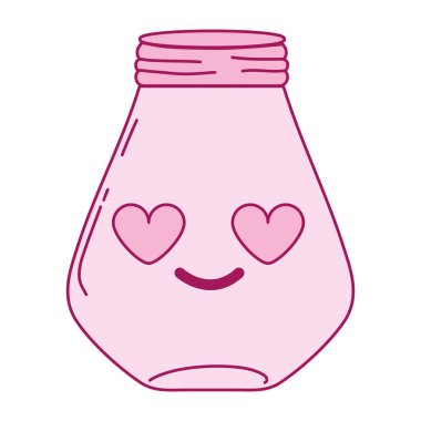 tam renkli mason kavanoza aşk kawaii karikatür vektör çizim