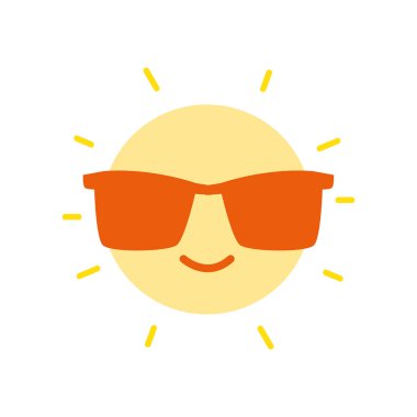 renkli mutlu ve sevimli güneş kawaii güneş gözlüğü vektör çizim ile