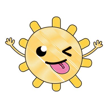 rendelenmiş komik güneş ışıkların ray kawaii vektör çizim ile