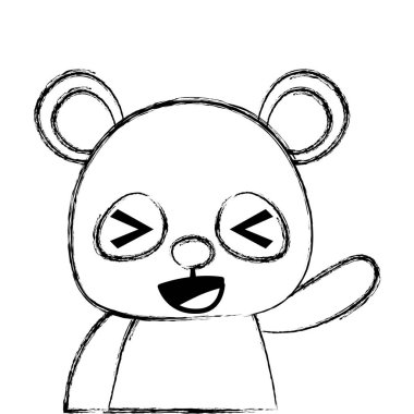 Grunge çok güzel ve neşeli panda vahşi hayvan vektör çizim