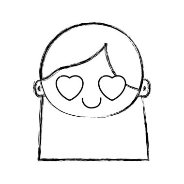 Şekil baş kız uzun saç vektör çizim aşık