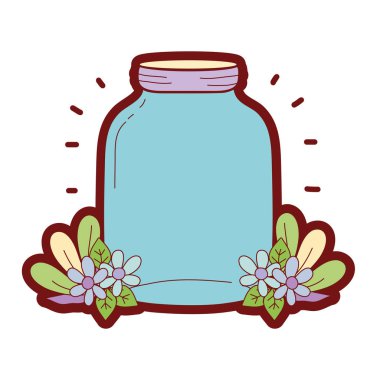 çizgi rengi orta mason cam çiçekler ve yapraklar vektör çizim ile